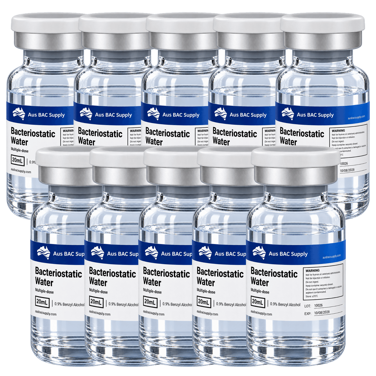 10 × 20 mL Aus BAC Supply Bacteriostatic Water