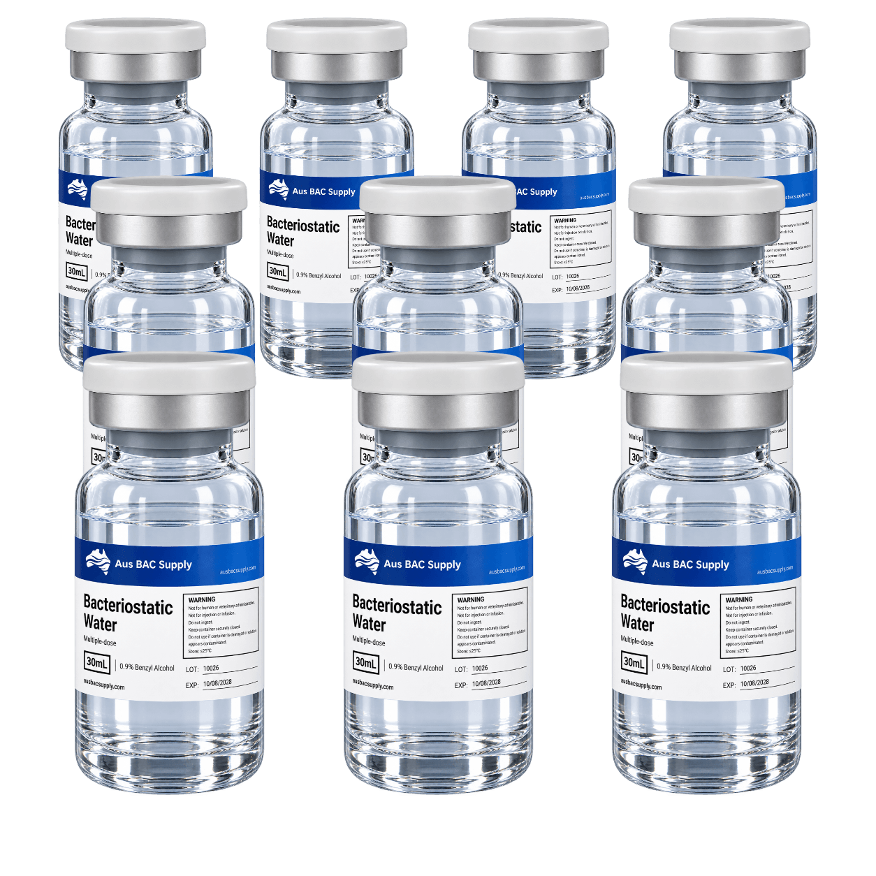 10 × 30 mL Aus BAC Supply Bacteriostatic Water