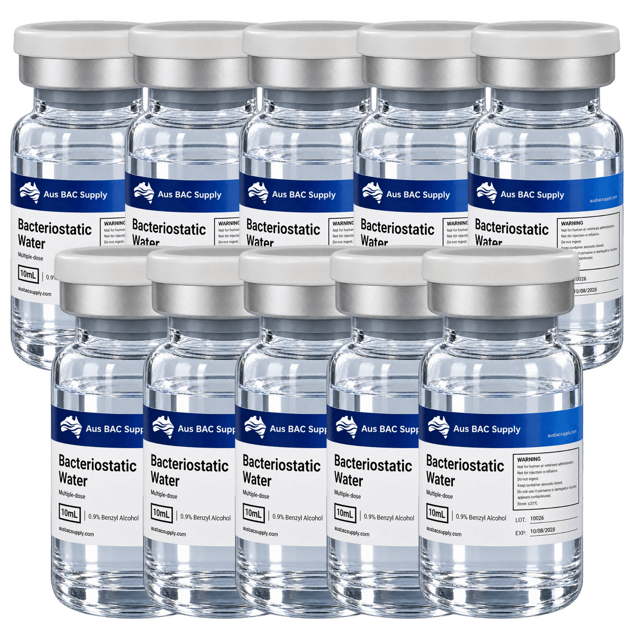 10 × 10 mL Aus BAC Supply Bacteriostatic Water