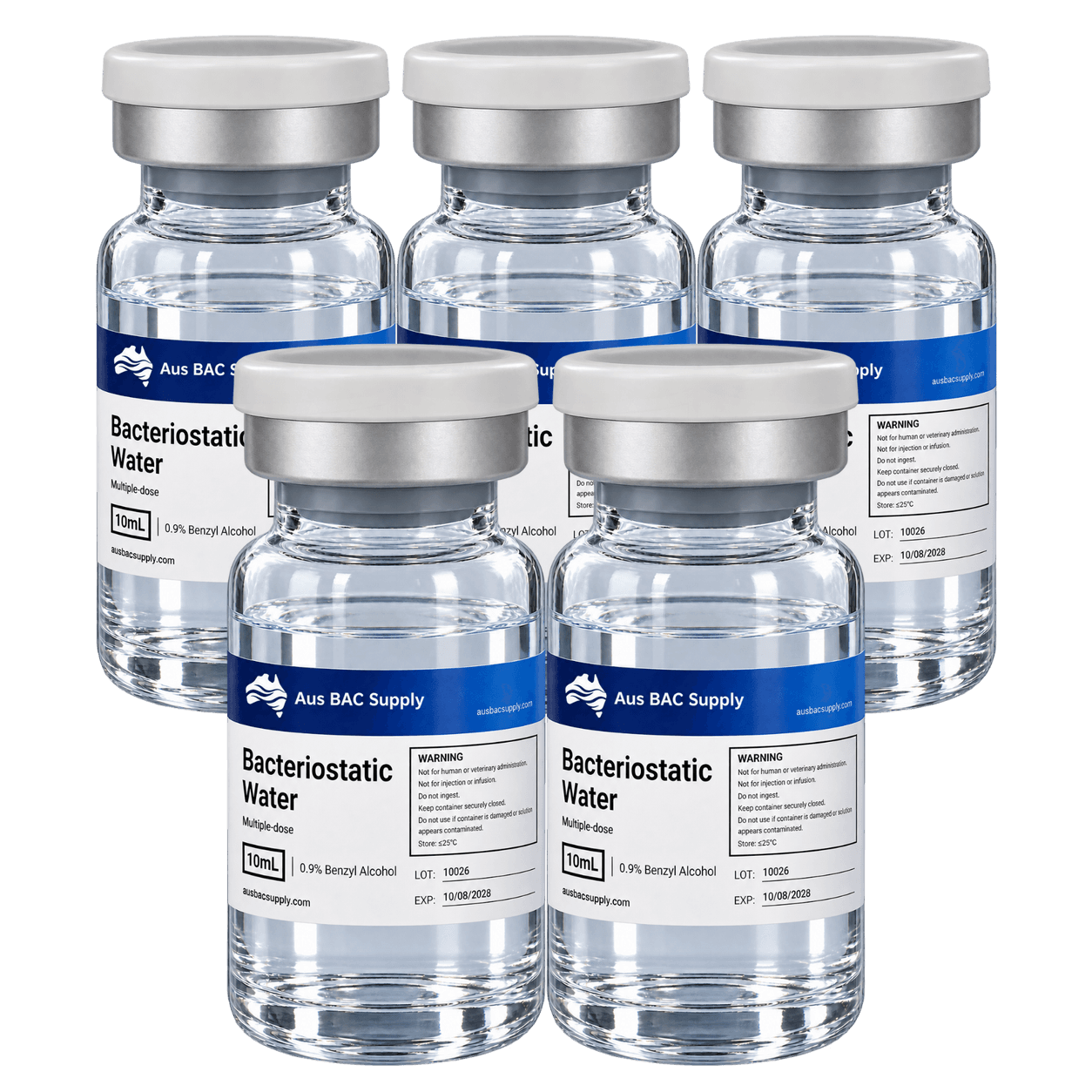 5 × 10 mL Aus BAC Supply Bacteriostatic Water