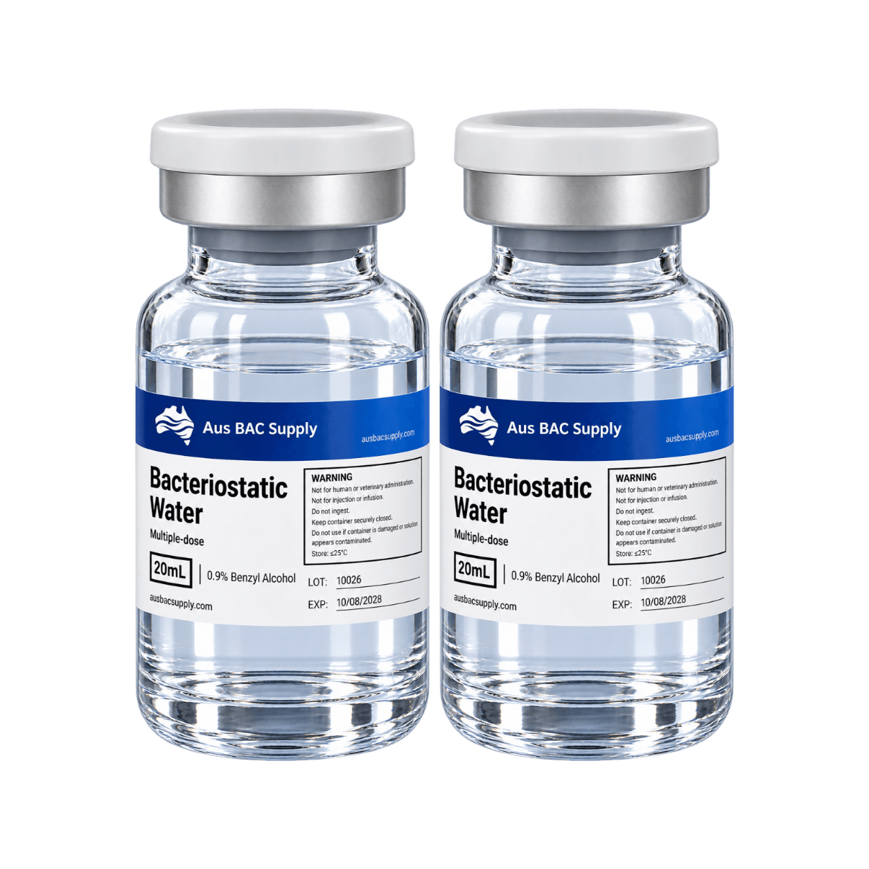 2 × 20 mL Aus BAC Supply Bacteriostatic Water