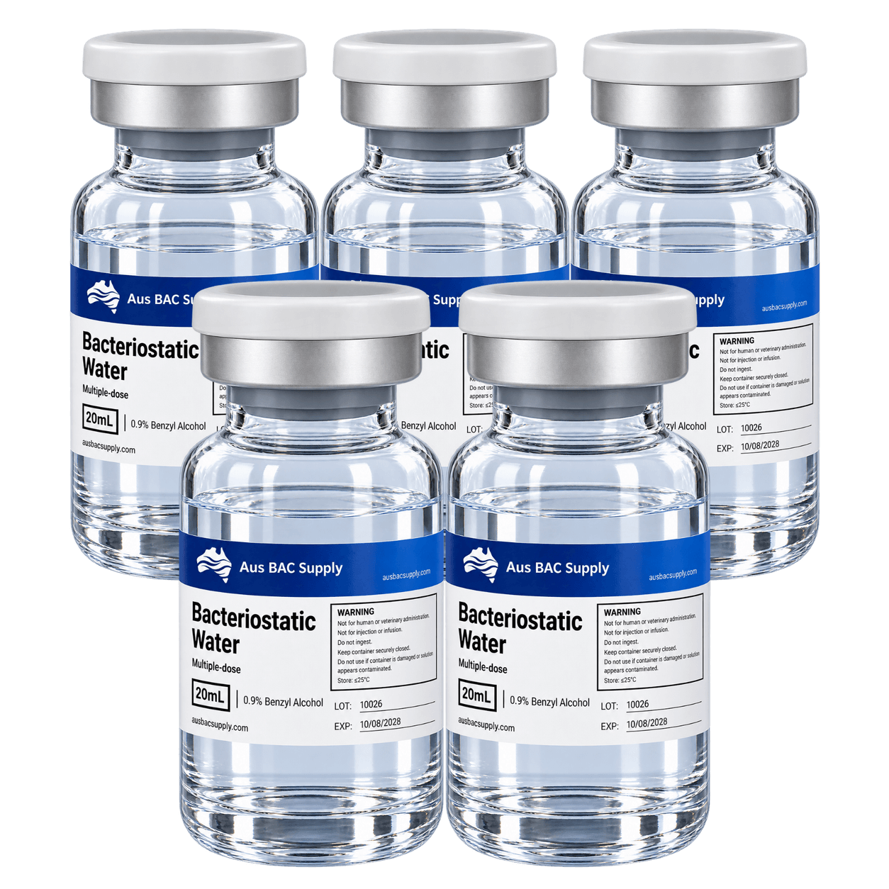 5 × 20 mL Aus BAC Supply Bacteriostatic Water