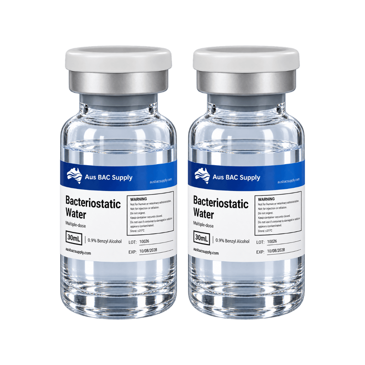 2 × 30 mL Aus BAC Supply Bacteriostatic Water