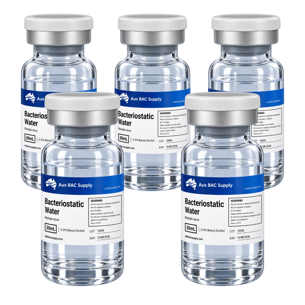 5 × 30 mL Aus BAC Supply Bacteriostatic Water