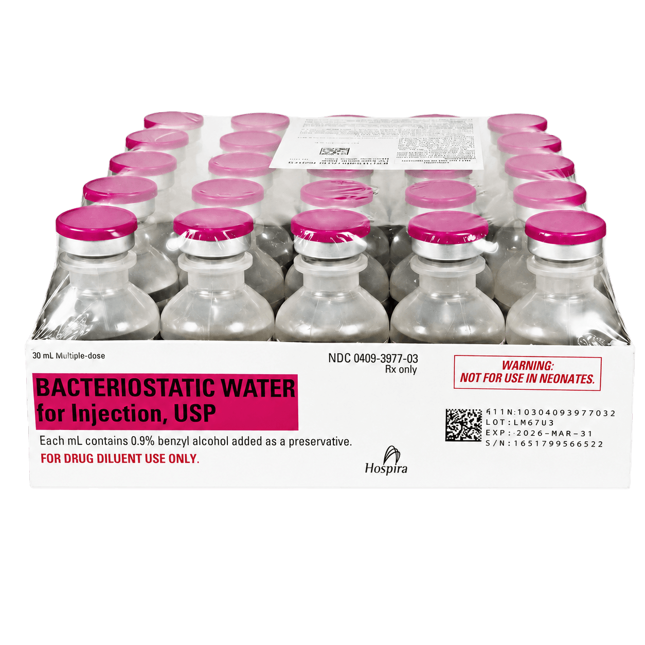 25 × 30 mL Bacteriostatic Water for Injection USP